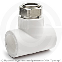 Тройник PP-R комбинированный белый с накидной гайкой Дн 25-3/4" Pro Aqua
