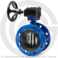 Затвор чугунный поворотный фланцевый с редуктором Ду-400 Ру-16 EPDM с чугунным диском ABRA BUV-FL226