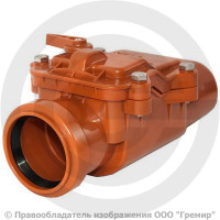 Клапан обратный НПВХ канализационный коричневый Дн 110 б/нап в/к