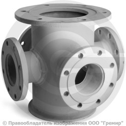 Крест с пожарной подставкой фланцевый ППКФ стальной Ду 300-150