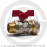 Кран латунный обжимной Дн 20-3/4&quot; Ру-16 НР-под обжим никель бабочка Aquasfera Euro 1017