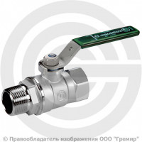 Кран латунный Ду-50 (2") Ру-35 ВР-НР (ВН-НАР) хром зеленый рычаг Giacomini R254WL
