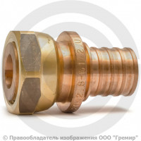 Соединитель бронзовый для PE-X труб Дн 16-1/2" под плоское уплотнение с накидной гайкой RAUTITAN RX+ Rehau