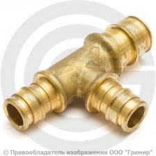 Тройник латунный переходной для PE-X труб Дн 40-32-40 РОС