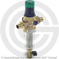 Фильтр сетчатый Т-образный латунный Ду-15 (1/2") Ру-16 НР (НАР) (Т<40°С) с регулятором давления Honeywell FK06