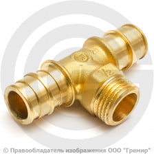 Тройник латунный для PE-X труб Дн 20-1/2"-20 НР (НАР) РОС