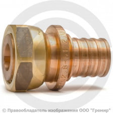 Соединитель бронзовый для PE-X труб Дн 25-1" под плоское уплотнение с накидной гайкой RAUTITAN RX+ Rehau