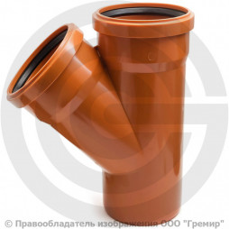 Тройник НПВХ (ПВХ) с раструбом коричневый Дн 315-125 45гр б/нап в/к Ostendorf KGEA