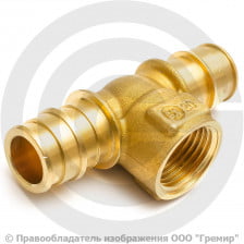 Тройник латунный для PE-X труб Дн 20-1/2"-20 ВР (ВН) РОС