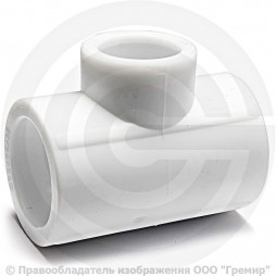 Тройник PP-R редукционный белый Дн 75-50-75 Pro Aqua