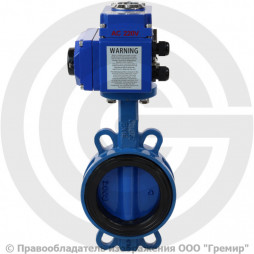 Затвор дисковый поворотный межфланцевый Ду-65 Ру-16 EPDM с чугунным диском Benarmo с электроприводом Q-050 230В