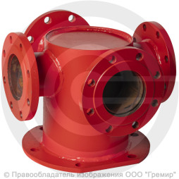 Крест с пожарной подставкой фланцевый ППКФ стальной Ду 250-150 Ру-16 КЗСД