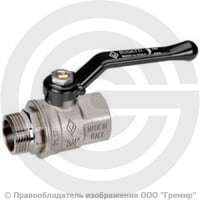 Кран латунный Ду-20 (3/4") Ру-30 ВР-НР (ВН-НАР) никель рычаг Bugatti серия 915