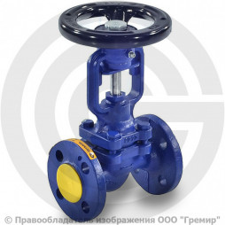 Клапан запорный чугунный фланцевый Ду-65 Ру-16 (Т<300°С) сильфонный 234A Zetkama