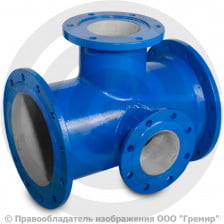 Тройник с пожарной подставкой фланцевый ППТФ Ду 250-150 (L=600-250) ВЧШГ с ЦПП цинк+AL ГОСТ ISO 2531-2012