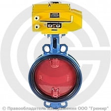 Затвор дисковый поворотный межфланцевый Ду-150 Ру-16 EPDM с чугунным диском Tecofi VPI4449-N24EP с электроприводом Nutork 230В