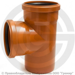 Тройник НПВХ (ПВХ) с раструбом коричневый Дн 160-110 87гр б/нап в/к Aquaviva