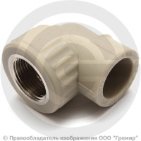 Угольник PP-R комбинированный серый ВР (ВН) Дн 20х3/4" 90гр Pro Aqua