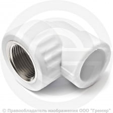 Угольник PP-R комбинированный белый ВР (ВН) Дн 20-3/4" 90гр Китай