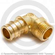 Угольник латунный для PE-X труб Дн 20-3/4" НР (НАР) РОС