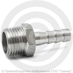 Штуцер под шланг "елочка" нержавеющий AISI 304 Ду 20-25мм (3/4"-25мм)