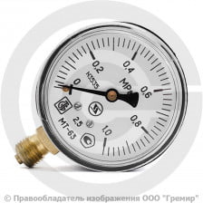 Манометр радиальный диаметр 63мм 0-6 кгс/см2 (0-0,6 МПа) G1/4" МТ-63 Багория