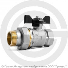 Кран латунный Ду-25 (1") Ру-40 ВР-"Американка" никель бабочка LD Pride 47.25.В-ГШ.Б