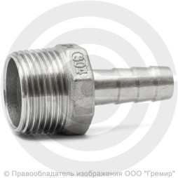 Штуцер под шланг "елочка" нержавеющий AISI 304 Ду 25-20мм (1"-20мм)