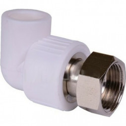 Угольник PP-R комбинированный белый с накидной гайкой Дн 32-1 1/4" RTP (РосТурПласт)