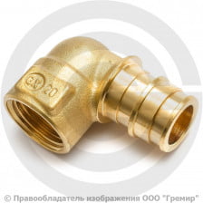 Угольник латунный для PE-X труб Дн 16-3/4" ВР (ВН) GX129 Giacomini