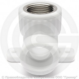 Угольник PP-R комбинированный белый НР (НАР) Дн 20-3/4" с креплением RTP (РосТурПласт)