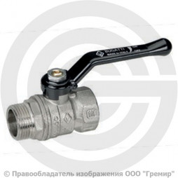 Кран латунный Ду-40 (1 1/2") Ру-20 ВР-НР (ВН-НАР) никель рычаг Bugatti серия 605