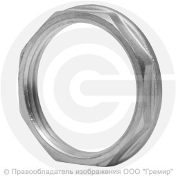 Контргайка латунная ВР (ВН") Ду-32 (1 1/4") никель LD