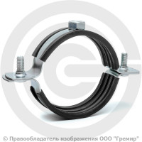 Хомут крепежный оцинкованный с резиновой прокладкой Ду-50 (Дн 59-66) (2") М12 б/к