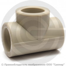 Тройник PP-R редукционный серый Дн 75-63-75 Pro Aqua