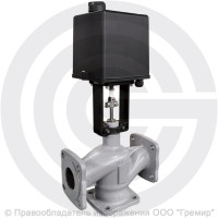 Клапан регулирующий трехходовой смесительный стальной фланцевый на пар Ду-65 Ру-25 Kvy=52 м3/ч с электроприводом LEA-2500 220В без датчика Энерготехномаш