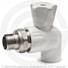 Кран PP-R Дн 25-3/4" НР (НАР) угловой для радиатора белый Pro Aqua
