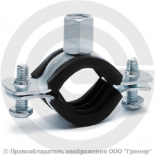 Хомут крепежный оцинкованный с резиновой прокладкой Ду-15 (Дн 20-25) (1/2") М8/М10 б/к Strongman