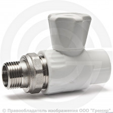 Кран PP-R Дн 20-1/2" НР (НАР) прямой для радиатора белый VALFEX