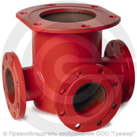 Тройник с пожарной подставкой фланцевый ППТФ стальной Ду 400-100 Ру-16 КЗСД Тройник с пожарной подставкой фланцевый ППТФ стальной Ду 400-100 Ру-16 КЗСД